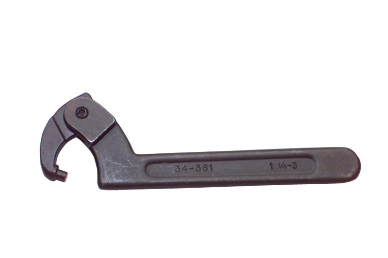 1-1/4 to 3'' Dia. Capacity - 7-1/2'' OAL - Adjustable Pin Spanner Wrench - Benchmark Tooling