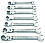 7 Piece - Flex-Head Metric Combination Ratcheting Wrench Set - Benchmark Tooling