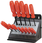 13 Piece - .050 - 3/8" Screwdriver Style - Ball End Hex Driver Set with Stand - Benchmark Tooling