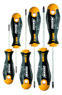 6 Piece - T8 - T25 - Torx Tip Ergonic Screwdrivers - Impact-Proof Handle with Hanging Hole - Benchmark Tooling