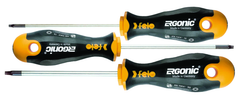 3 Piece - Torx Tip Ergonic Screwdrivers - Impact-Proof Handle with Hanging Hole - Set Includes Torx Sizes:  T10; T15 & T20 - Benchmark Tooling