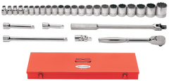 29 Piece - #9323644 - 10 to 21mm - 1/2" Drive - 12 Point - Metric Socket Set - Benchmark Tooling