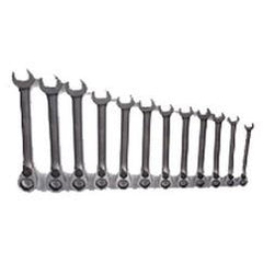 Snap-On/Williams Reverse Ratcheting Wrench Set -- 12 Pieces; 12PT Chrome Plated; Includes Sizes: 8; 9; 10; 11; 12; 13; 14; 15; 16; 17; 18; 19mm; 5° Swing - Benchmark Tooling