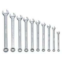 Snap-On/Williams Metric Combination Wrench Set -- 10 Pieces; 12PT Satin Chrome; Includes Sizes: 7; 8; 9; 10; 11; 12; 13; 15; 17mm - Benchmark Tooling