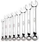 Snap-On/Williams Reverse Ratcheting Wrench Set -- 8 Pieces; 12PT Chrome Plated; Includes Sizes: 5/16; 3/8; 7/16; 1/2; 9/16; 5/8; 11/16; 3/4"; 5° Swing - Benchmark Tooling