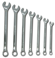 Snap-On/Williams Fractional Combination Wrench Set -- 7 Pieces; 12PT Satin Chrome; Includes Sizes: 3/8; 7/16; 1/2; 9/16; 5/8; 11/16; 3/4" - Benchmark Tooling