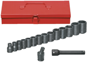 16 Piece - #9324566 - 10 to 27mm - 1/2" Drive - 6 Point - Metric Deep Impact Socket Set - Benchmark Tooling