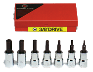 7 Piece - 1/8; 5/32; 3/16; 7/32; 1/4; 5/16; 3/8" - 3/8" Drive - Hex Bit Set - Benchmark Tooling