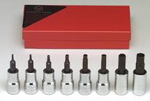 8 Piece - 2; 2.5; 3; 4; 5; 6; 8; 10mm - 3/8" Drive - Metric Hex Bit Set - Benchmark Tooling