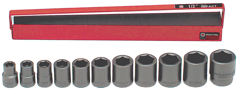 11 Piece - #411 - 7/16 to 1-1/16" - 1/2'' Drive - 6 Point - Impact Socket Set - Benchmark Tooling