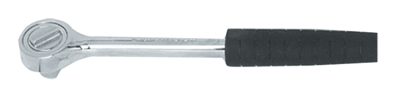 10-1/2" OAL - 1/2'' Drive - Round Head - Reversible Ratchet - Comfortable Grip Handle - Benchmark Tooling