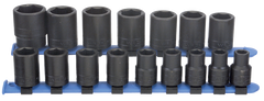 16 Piece - #466 - 10 to 27mm - 1/2'' Drive - 6 Point - Metric Impact Socket Set - Benchmark Tooling