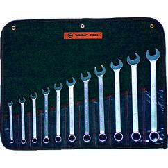 Wright Tool Fractional Combination Wrench Set -- 11 Pieces; 12PT Chrome Plated; Includes Sizes: 3/8; 7/16; 1/2; 9/16; 5/8; 11/16; 3/4; 13/16; 7/8; 15/16; 1"; Grip Feature - Benchmark Tooling