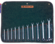 Wright Tool Metric Combination Wrench Set -- 11 Pieces; 12PT Chrome Plated; Includes Sizes: 7; 8; 9; 10; 11; 12; 13; 14; 15; 17; 19mm - Benchmark Tooling