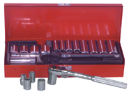 21 Piece - #A34 - 3/8 to 7/8" - 3/8'' Drive - 12 Point - Socket Set - Benchmark Tooling