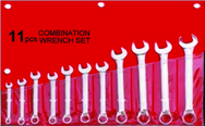 11 Piece - 12 Point - 6; 8; 9; 10; 11; 12; 13; 15; 17; 18; 19mm - Metric Combination Wrench Set - Benchmark Tooling