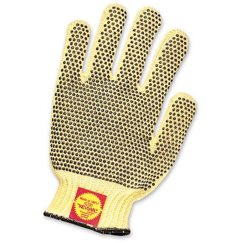 Ladies' Gloves- Perfect Fit Series Knits Cut Resistant- Kevlar With Coatings 7 Cut Standard Weight 100% Kevlar With Double Side Brown PVC Dot Coating. Aramid - PVC Screen Coated Cut Resistant - Knits - Benchmark Tooling