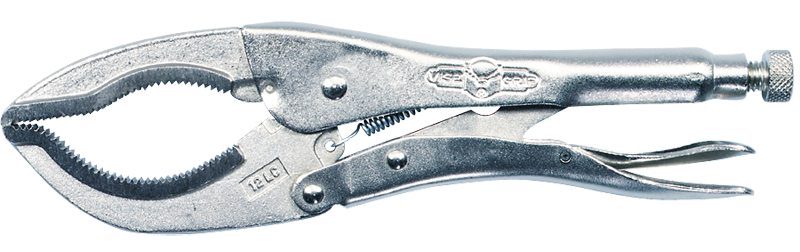 Large Jaw Locking Pliers -- #12LC Plain Grip 0 to 3-1/8'' Capacity 12'' Long - Benchmark Tooling