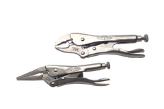 Locking Plier Set -- 2pc. Chrome Plated- Includes: 6" Long Nose; 7" Curved Jaw - Benchmark Tooling