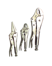 Locking Plier Set -- 3pc. Chrome Plated- Includes: 5"; 10" Curved Jaw / 6" Long Nose - Benchmark Tooling