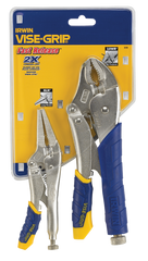 Fast Release Curved Jaw Locking Pliers Set -- 2 Pieces -- Includes: 10" Curved Jaw & 6" Long Nose - Benchmark Tooling