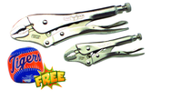 2pc. Chrome Plated Locking Pliers Set with Free Soft Toss Tiger Baseball - Benchmark Tooling