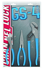 Channellock Combo Pliers Set -- #GS4; 3 Pieces; Includes: 7-1/2" Long Nose; 7" Cutting; 10" Tongue & Groove - Benchmark Tooling