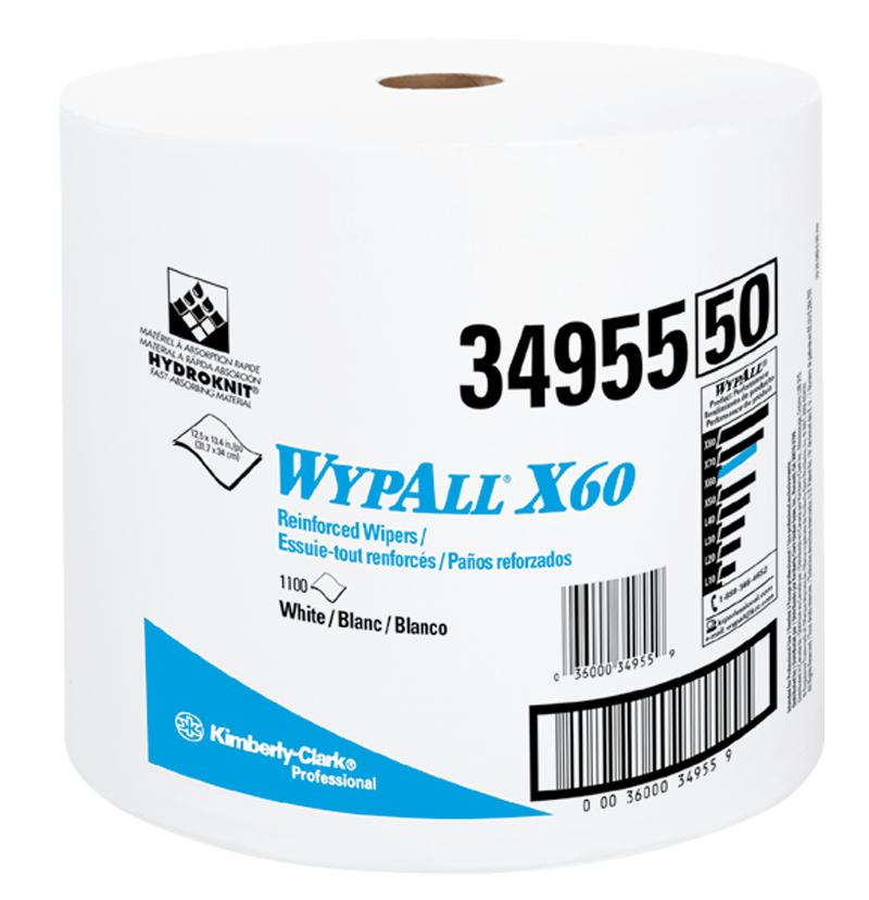 12.5 x 13.4'' - Package of 1100 - WypAll X60 Jumbo Roll - Benchmark Tooling