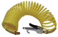 600N25A - 1/4 MPT x 25 Feet - Yellow Nylon - 1-Swivel Fitting(s) - Recoil Air Hose & Air Blow Gun Kit - Benchmark Tooling