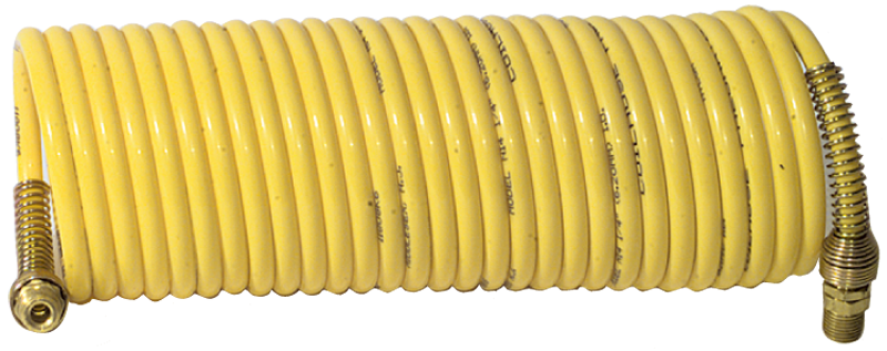 #N12-25A - 1/2 MPT x 25 Feet - Yellow Nylon - 1-Swivel x 1- Rigid Fitting(s) - Recoil Air Hose - Benchmark Tooling