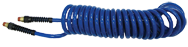 #PU3850BT - 3/8 MPT x 50 Feet - Transparent Blue Polyurethane - 1-Swivel Fitting(s) - Self-Storing Hose - Benchmark Tooling