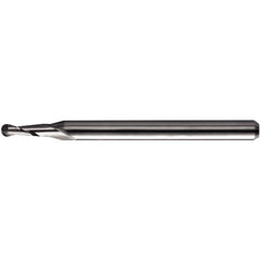 0.035″ Dia. × 1/8″ Shank × 0.105″ DOC × 2″ OAL, Carbide TA, Spiral , 2 Flute, 30° Helix, Ballnose End Mill - Exact Industrial Supply