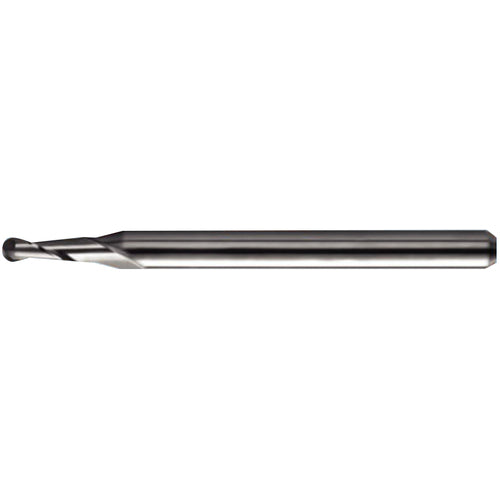 0.04″ Dia. × 1/8″ Shank × 0.12″ DOC × 2″ OAL, Carbide TA, Spiral , 2 Flute, 30° Helix, Ballnose End Mill - Exact Industrial Supply