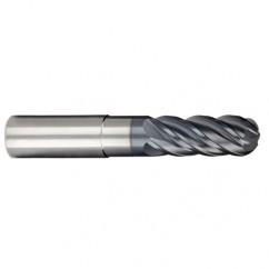 1/4" Dia. - 3/8" LOC - 2-1/2" OAL - Ball Nose 5 FL Carbide S/E HP End Mill-AlCrNX - Benchmark Tooling