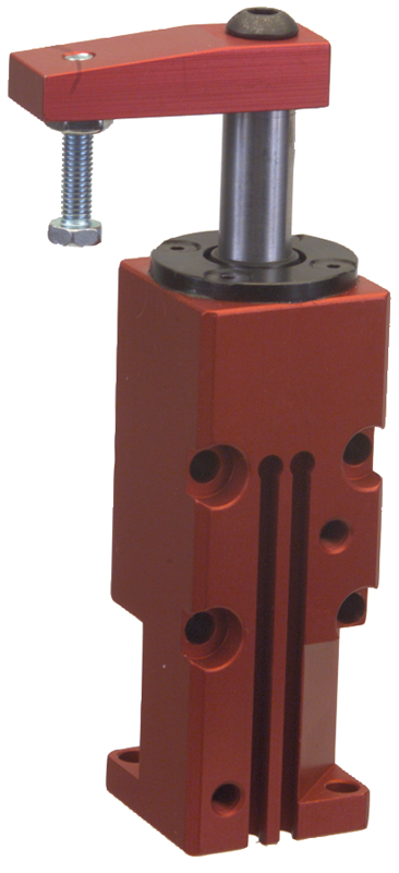 Block Style Pneumatic Swing Cylinder - #8116 .38'' Vertical Clamp Stroke - With Arm - LH Swing - Benchmark Tooling