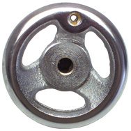 Polished Chrome Plated Handwheel - 12'' Wheel Diameter; 2-5/32'' Hub Diameter; 1/2-13 Threaded Handle Hole; 3/4'' Threaded Center Hole - Benchmark Tooling