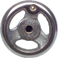 Polished Chrome Plated Hand Wheel - 3″ Wheel Diameter, 1″ Hub Diameter, #10–24 Threaded Handle Hole, 3/8″ Threaded Center Hole - Benchmark Tooling