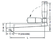 Broached Foldable Crank Handle - 1/2'' Hole Diameter; 2'' Handle Length; 3.94'' Width - Benchmark Tooling