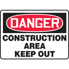 Sign, Danger Construction Area Keep Out, 7″ × 10″, Aluminum - Benchmark Tooling