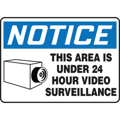 Sign, Notice This Area Is Under 24 Hour Video Surveillance, 10″ × 14″, Plastic - Benchmark Tooling