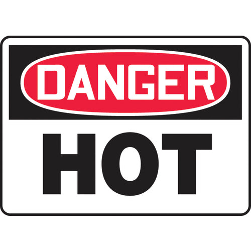 Sign, Danger Hot, 7″ × 10″, Plastic - Benchmark Tooling