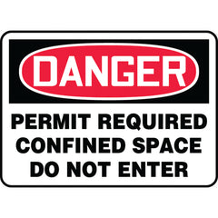 Sign, Danger Permit Required Confined Space Do Not Enter, 7″ × 10″, Vinyl - Benchmark Tooling