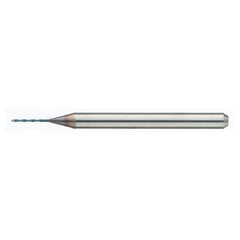 MDSS0086-ACF40B 0.86 mm Dia. × 0.86 mm Shank × 10 mm Flute Length × 38 mm OAL, PVD, External Coolant, Cylindrical Solid Carbide Drill - Exact Industrial Supply