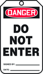 Safety Tag, Danger Do Not Enter , 25/Pk, Plastic - Benchmark Tooling