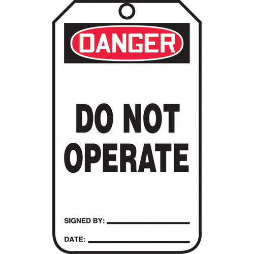 Safety Tag, Danger Do Not Operate , 25/Pk, Cardstock - Benchmark Tooling