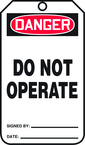 Safety Tag, Danger Do Not Operate , 25/Pk, Plastic - Benchmark Tooling