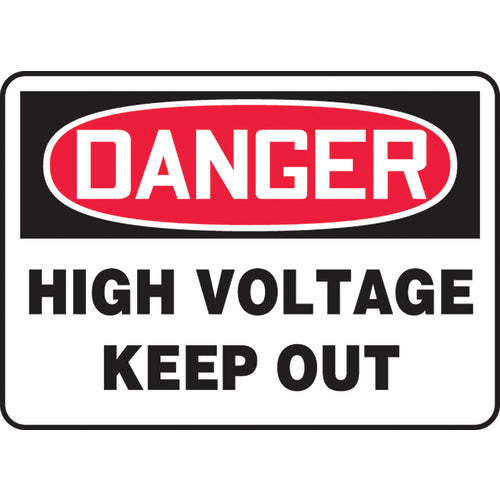 Sign, Danger High Voltage Keep Out, 7″ × 10″, Vinyl - Benchmark Tooling