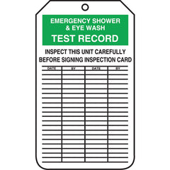 Inspection Record Tag, Emergency Shower & Eye Wash Test Record, 25/PK, Cardstock - Benchmark Tooling