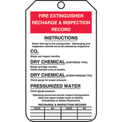 Fire Extinguisher Tag, Recharge & Inspection Record, 25/Pk, Cardstock - Benchmark Tooling