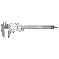 ‎0-150 mm Range - Dial Caliper White Face - 0.02 mm Graduation Carbide Jaw; ID; OD - Benchmark Tooling